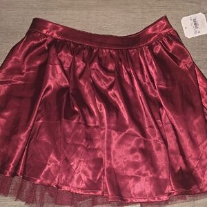 Altar'd State Rich Red Satin Skater Skirt